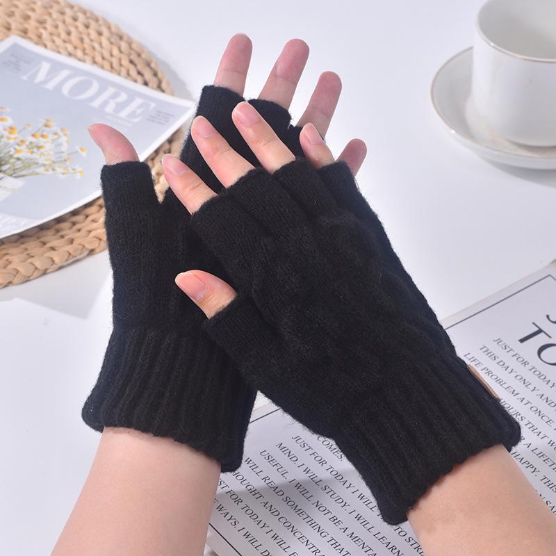 Guanti da Ciclismo in Lana di Alpaca a Mezza Dita: Caldo, Antivento, Traspirante e Portatile per Autunno e Inverno.