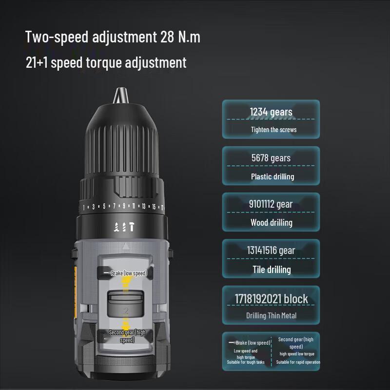 Deli 12V Brushless Cordless Impact Drill CN plug (adapter included)