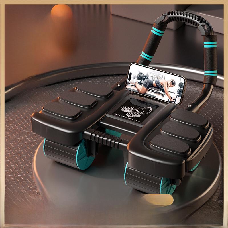 Smart four-wheel automatic rebound abdominal wheel for training abdominal muscles.