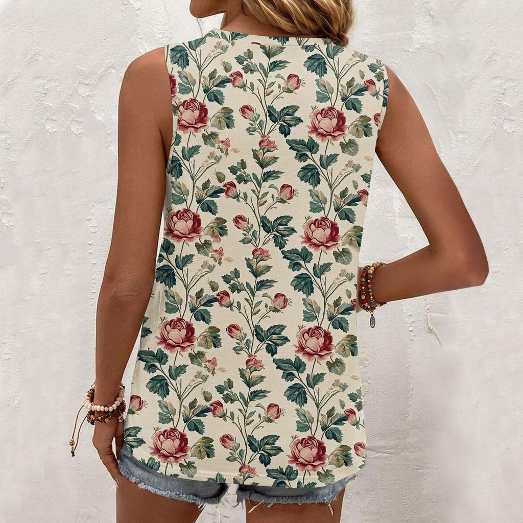 Damska codzienna bluzka bez rękawów z okrągłym dekoltem, luźna, T-shirt, letnie topy typu tank dla kobiet, tank camisole, podstawowe topy bez rękawów