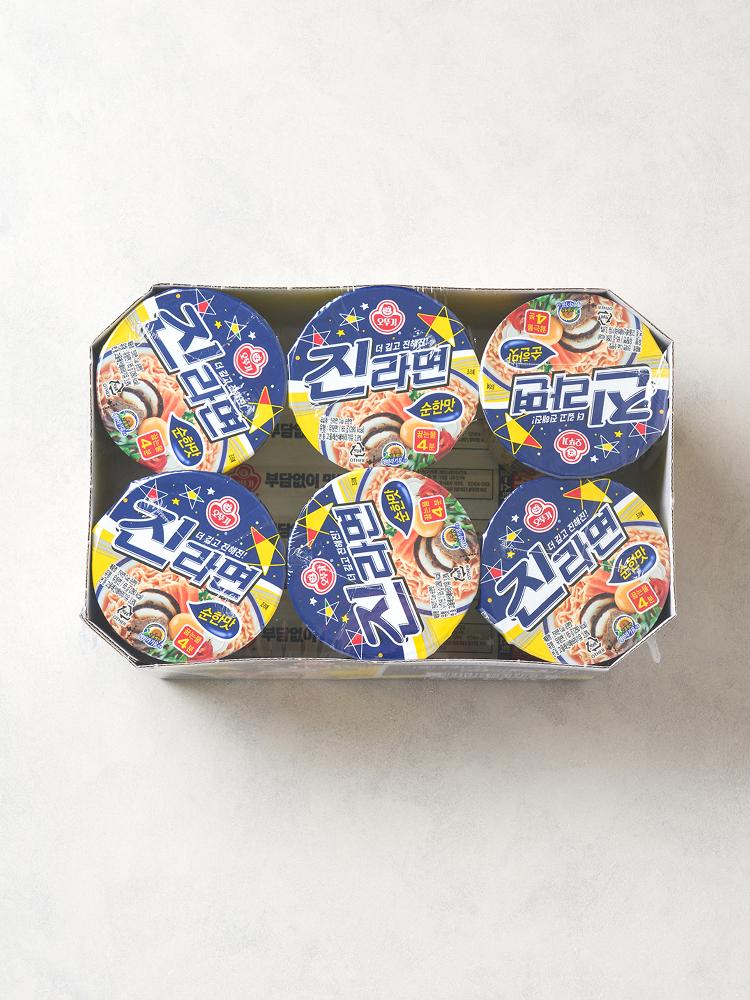 Ottogi Jin Ramen Mild Flavor Small Cup Noodles (6-Pack) 1ea