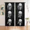 2 Stück Drei Weise Schädel Bedruckter Vorhang für Heimdekoration - Stangentasche Fensterdekoration für Schlafzimmer, Büro, Küche und Wohnzimmer