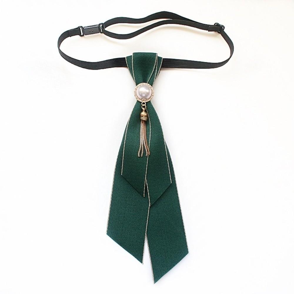 Fashion Vintage Fabric Bow Tie Pearl Adjustable Necktie Handmade Neck Decoration British Bowtie Collar