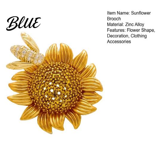 Suits Lapel Pin Rhinestone Bee Sunflower Brooch Zinc Alloy Flower