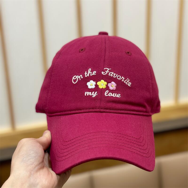 Spring And Summer Cartoon Flower Embroidery Cap Sunscreen Sunshade Soft Top Cute Face Small Baseball Cap Female
