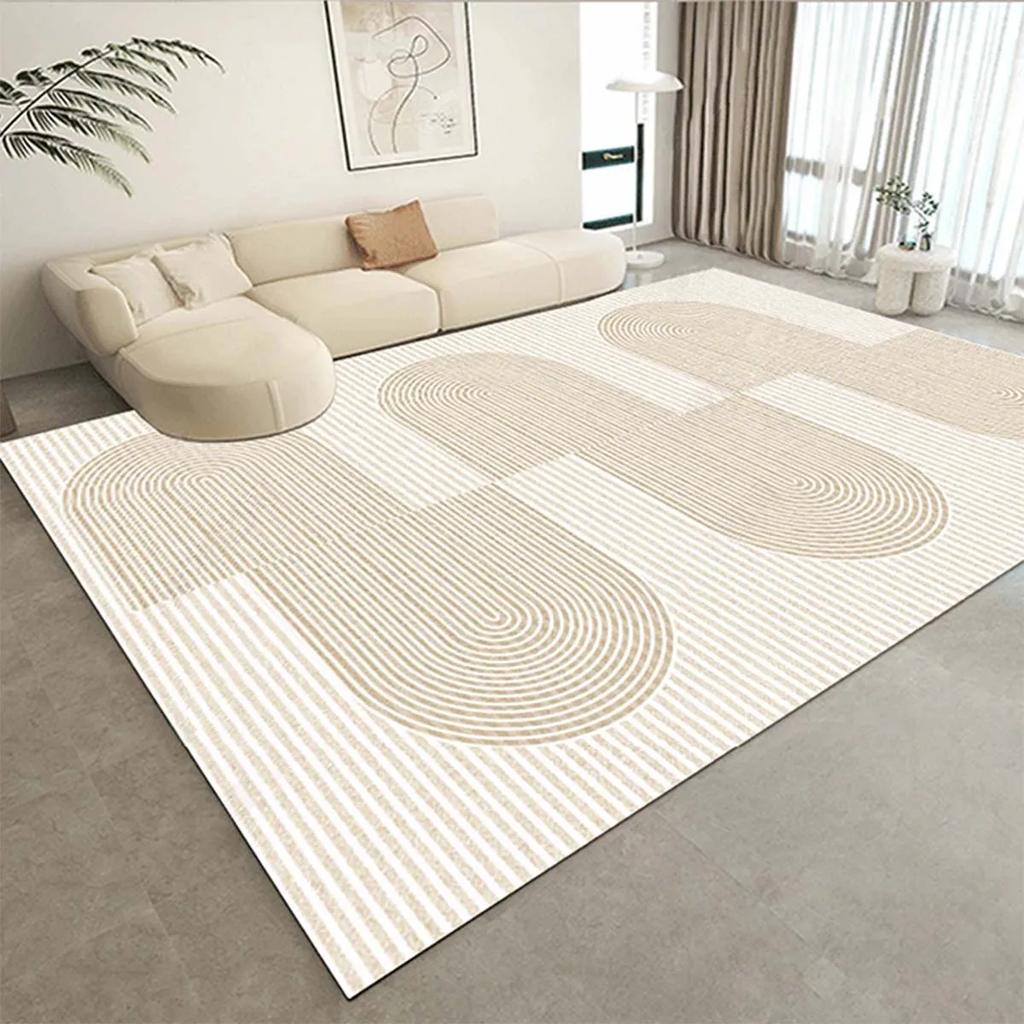 Cream Beige Striped Carpet for Living Room Big Size Non-slip Floor Mats Machine Washable Area Rugs Home Bedroom Soft Plush Rug