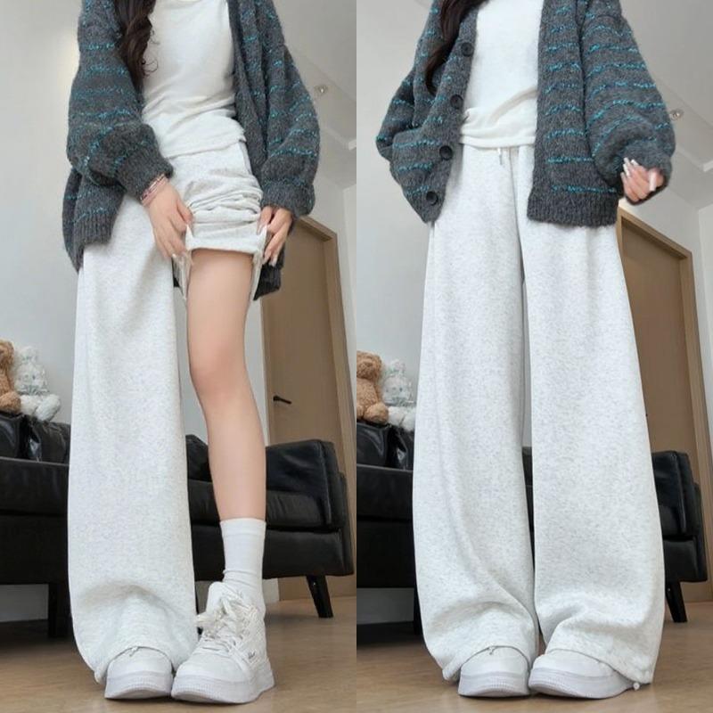 White and gray sweatpants children's autumn new casual pants lazy and slack straight wide-leg pants