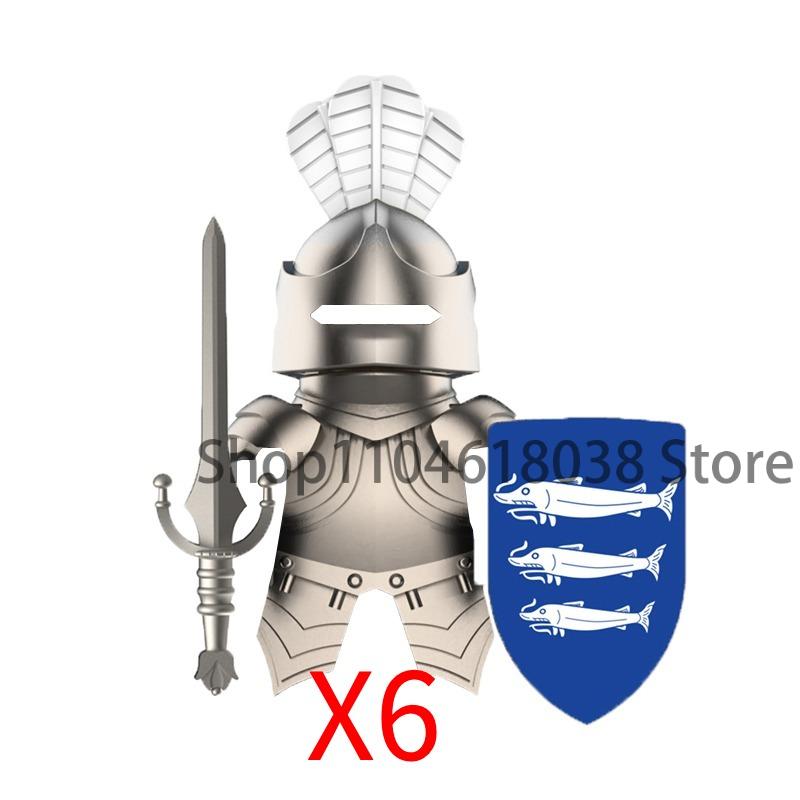 Medieval Castle Soldier Action Figures Building Block Empire Templars Lancer Warrior Militia Helmet Shield Sword Bow Toy Gifts