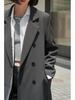 High-End Grå Extra Lång Dam Trenchcoat i Kostymstil - Höst/Vinter 2025 Ny Populär Brittisk Retro Överrock