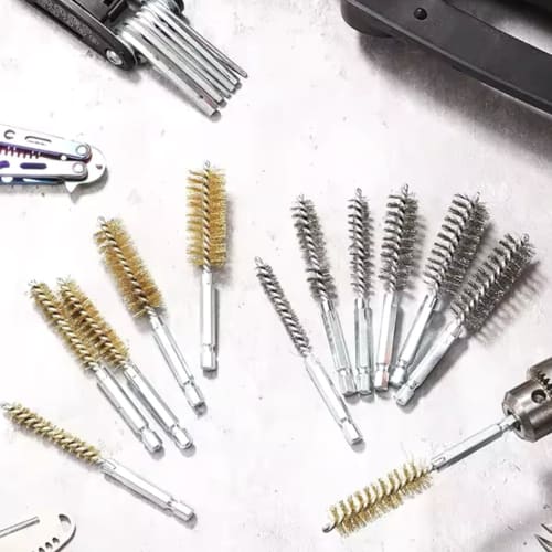 Deepa Ribusu Wire Brushes for Electric Drills, Hex Shank, 8mm, 9mm, 10mm, 11mm, 13mm, 15mm, 17mm, 19mm, Set of 16, Brass Brushes, Polishing Br
