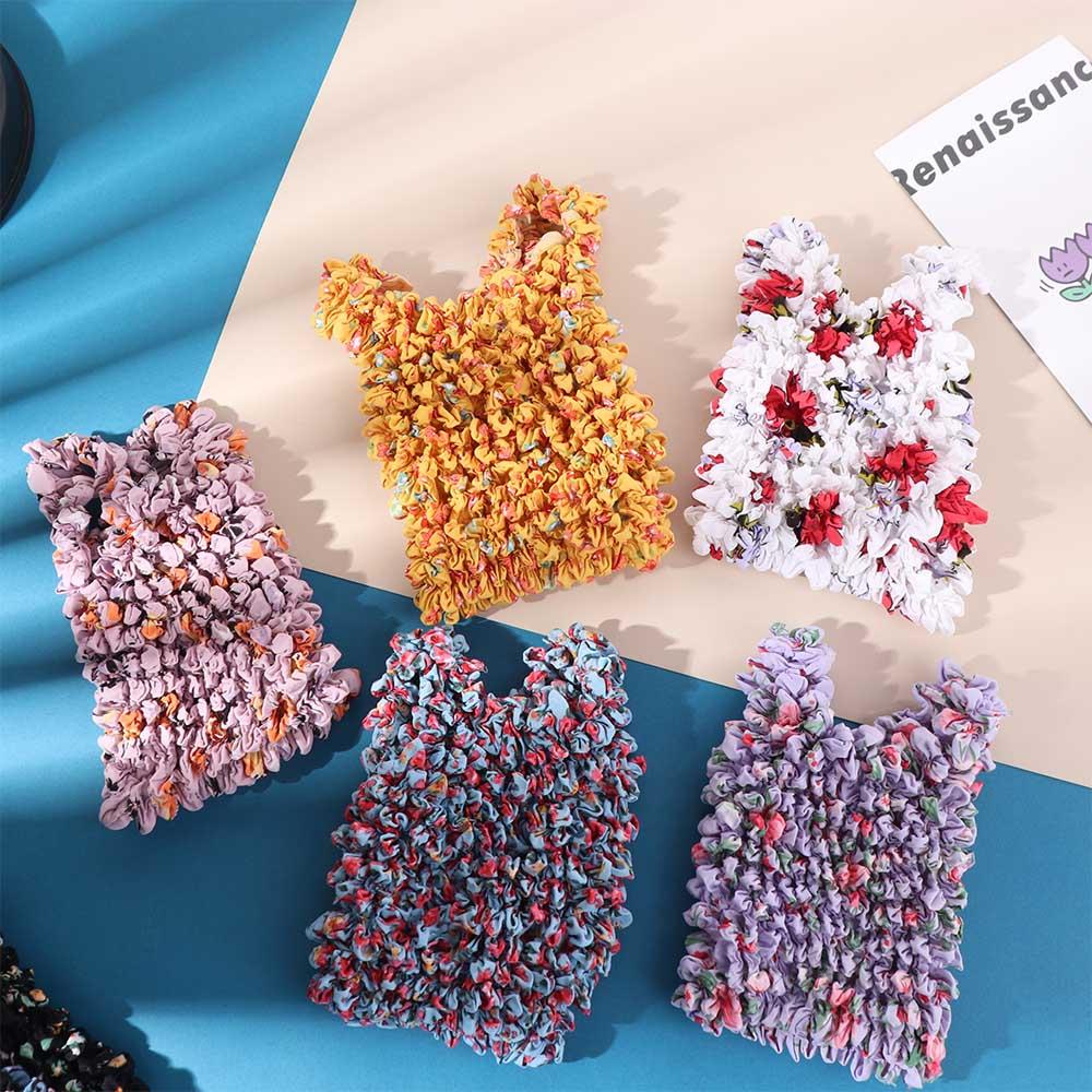 Elastic Handheld Shopping Bag Expansion Floral Paddy Bag Portable Foldable Stretch Bag  Snack