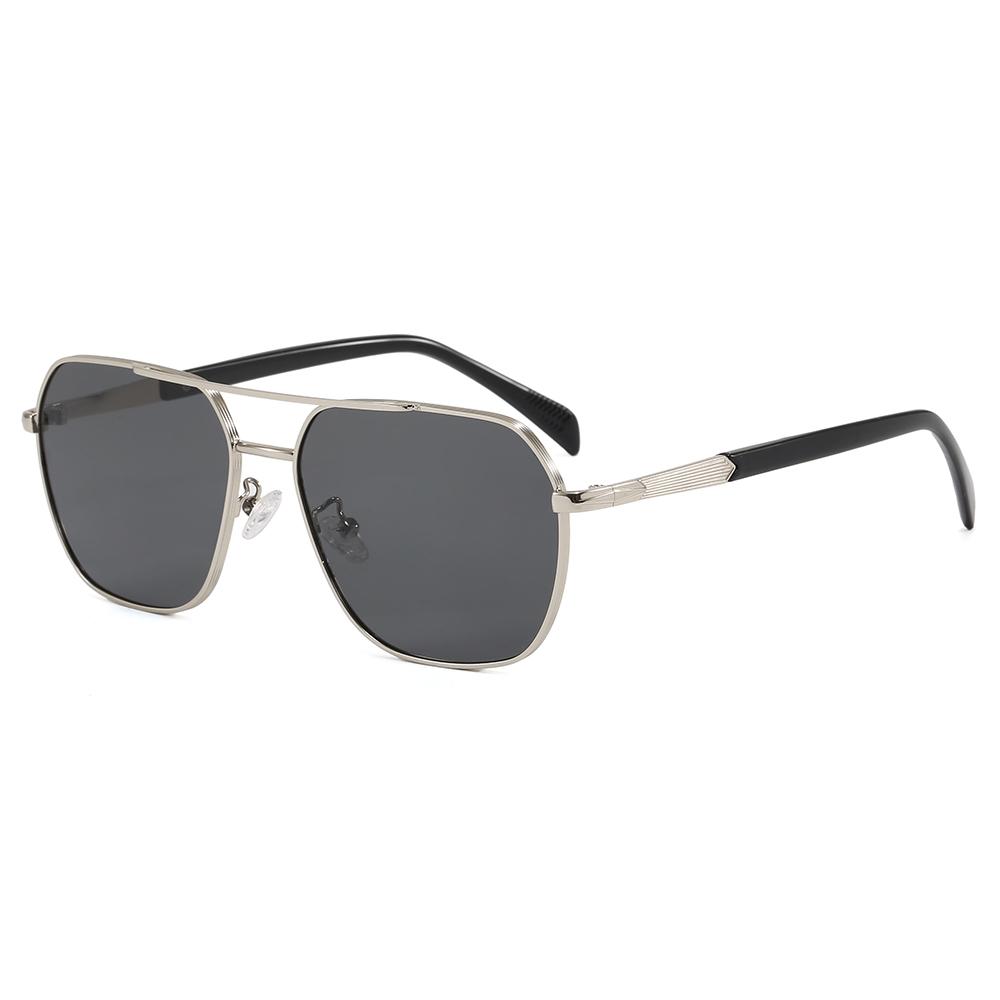 Superhot Eyewear 24206 Fashion 2026 Vintage Double Bridge Pilot Sunglasses for Men Women C1_Silver_Dark_Grey