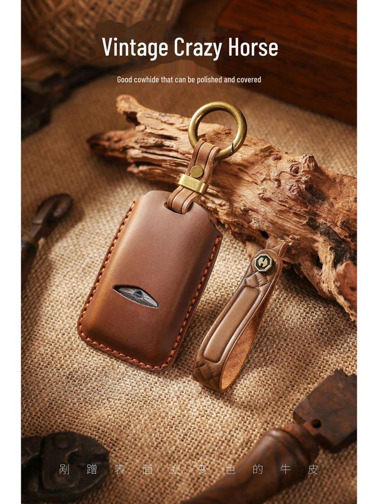 Vintage Leather Genesis Key Cover: Handmade, Genuine Leather Bag Buckle Case for Classic Genesis Models