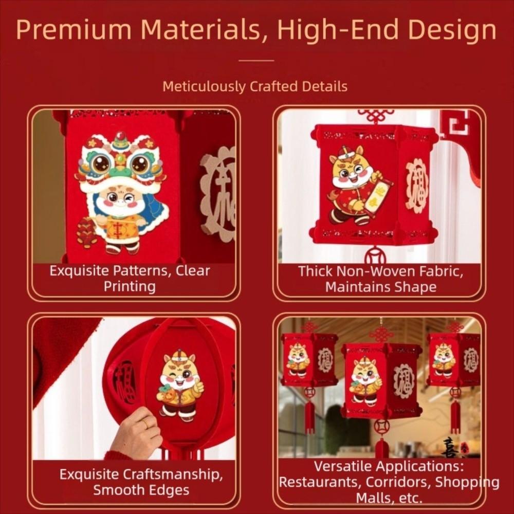 2Pcs Hanging Red Decorative Lantern Fu Character Spring Festival Decorations  Year of Horse