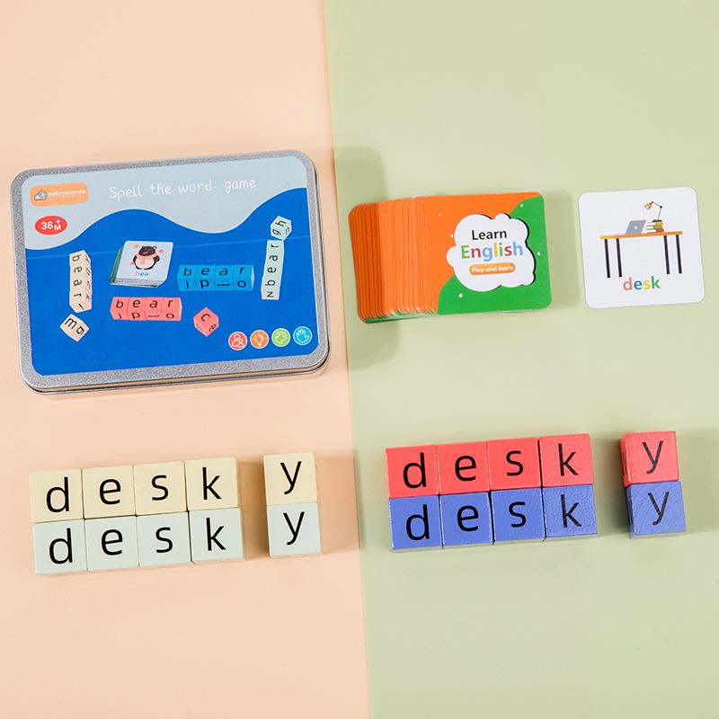 Cross-border Fun Wooden Word Battle Game: 26 Alphabet Matching Blocks Educational Toy