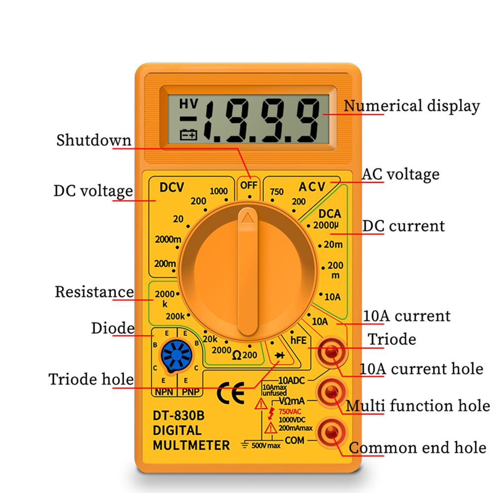 Dt830b Digital Multi-Meter Mini Universal Handheld Multi-Meter Electrical Instrument