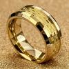 Gold Color Carbon Fiber Inlay Rings For Men, Luxury 8MM Men Gold Color Stainless Steel Rings, Wedding Band Jewelry Drop Shipping