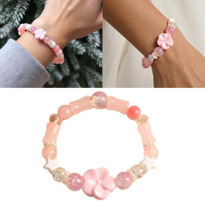 Elegant Dopamine Flower Designs Bracelet Crafted from Sturdy Resin Materials for Daily Wear and Styles Enhancement
