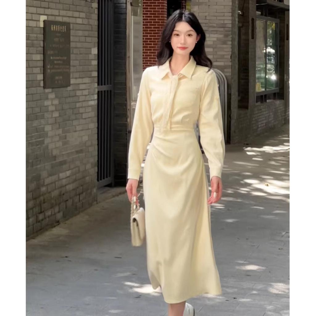 2026 New Style Korean Style Spring and Summer Outfit, Stunning and Versatile, High-End Long-Sleeved Shirt Dress for Women