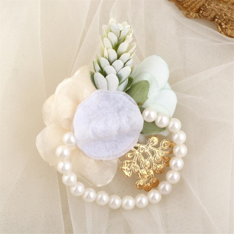 Elegante Corsage da Matrimonio Fiore da Polso Perle Per Sposa Damigella d'Onore Sposo Evento Formale Fiorato in Seta Bottoniera Accesso