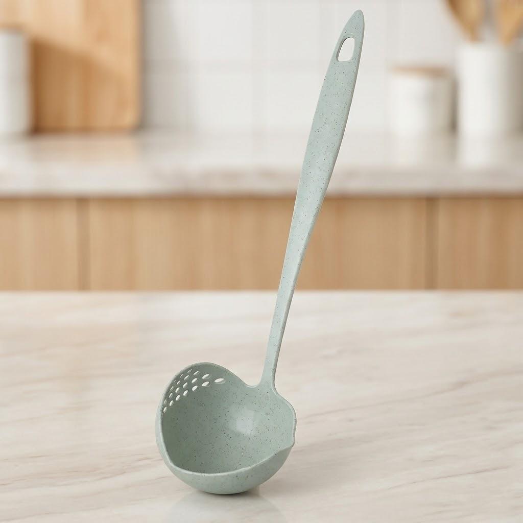 

Stainless Steel Kitchen Colander Ladle Long Handle Strainer Cooking Tool High Quality Durable Home Gadget зелёный