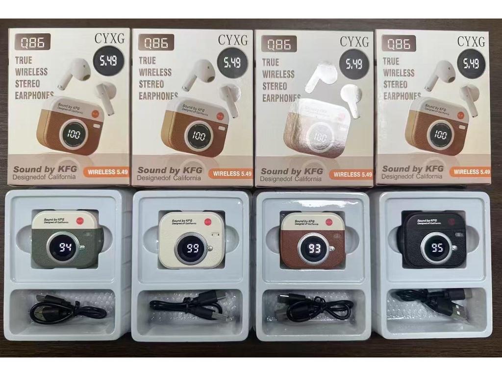 Q86 Retro Camera-Style Bluetooth Headset Bag: Wireless, Digital Display, Long Battery Life.