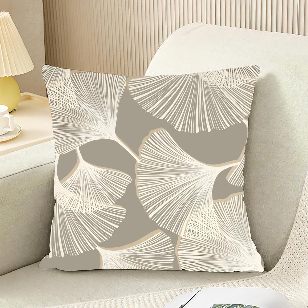 Ginkgo Leaves Printed Cushion Cover Reversible Plush Pillow Cover For Car Sofa Bedroom Decorative Gift Pillowcase