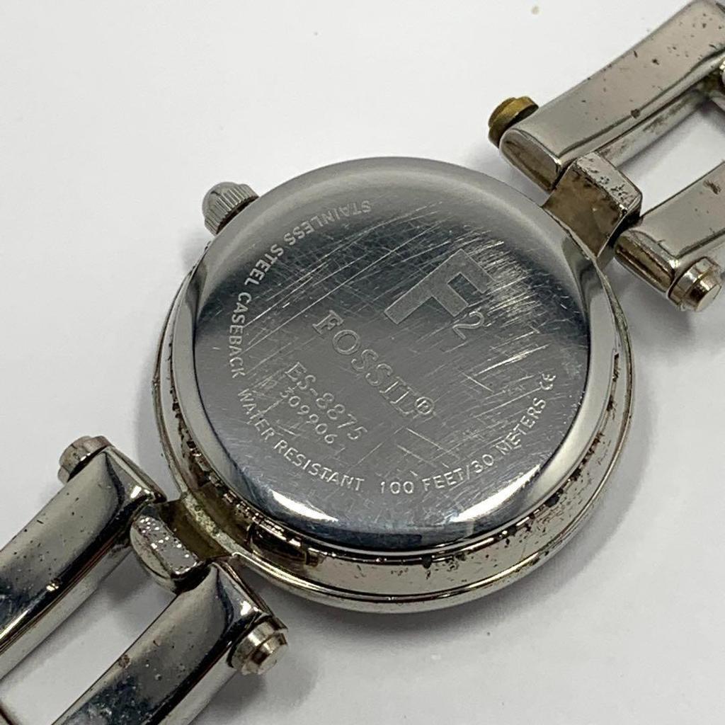 Used 802 [Battery replaced and cleaned] Working item FOSSIL ladies watch Fossil silver quartz type popular rare vintage