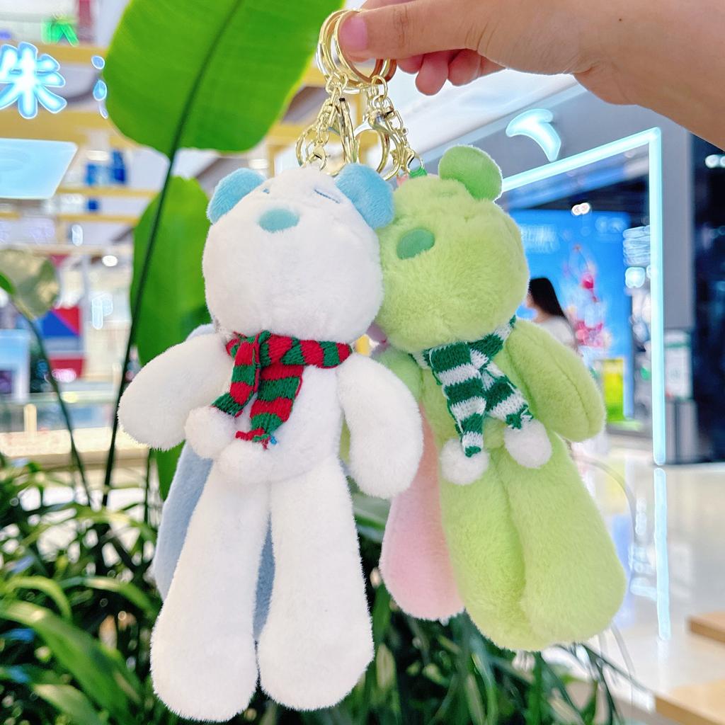 Klíčenka s plyšovou hračkou medvídek přívěsek na školní tašku plyšová panenka pár dekorace na batoh dárek