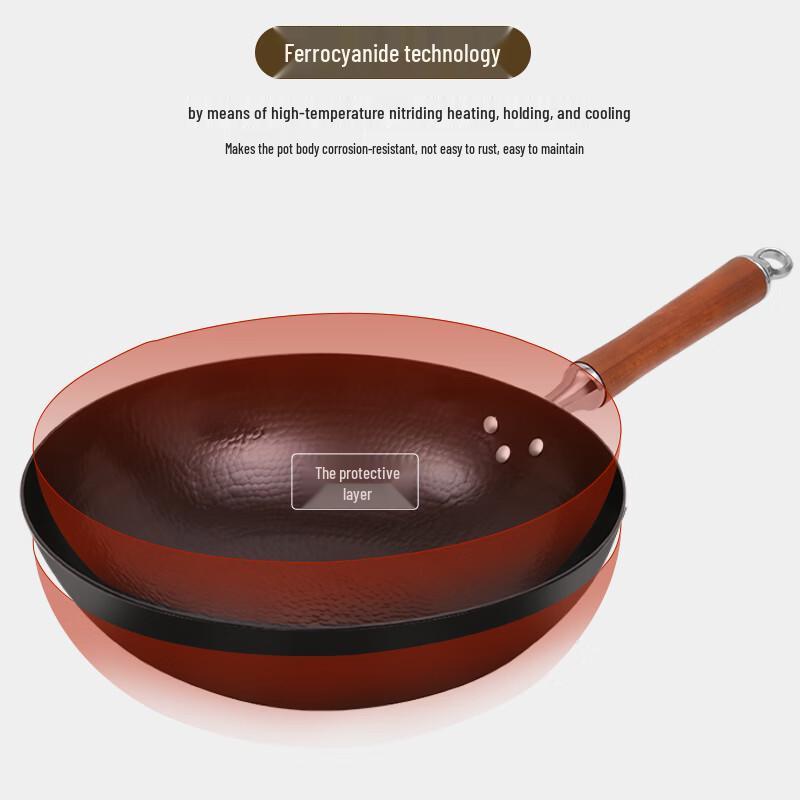Chuidahuang 32cm Hand-Forged Wrought Iron Wok