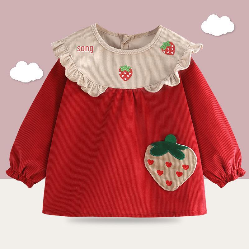 Waterproof Corduroy Smock Bib for Girls - Autumn/Winter Stylish Reversible Design