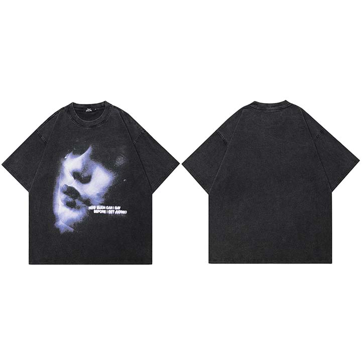 

HipHop Streetwear Retro Washed Black TShirt Men Hipster Graphic T Shirt Cotton Vintage Tshirt Harajuku Tops Tee Unisex YK M