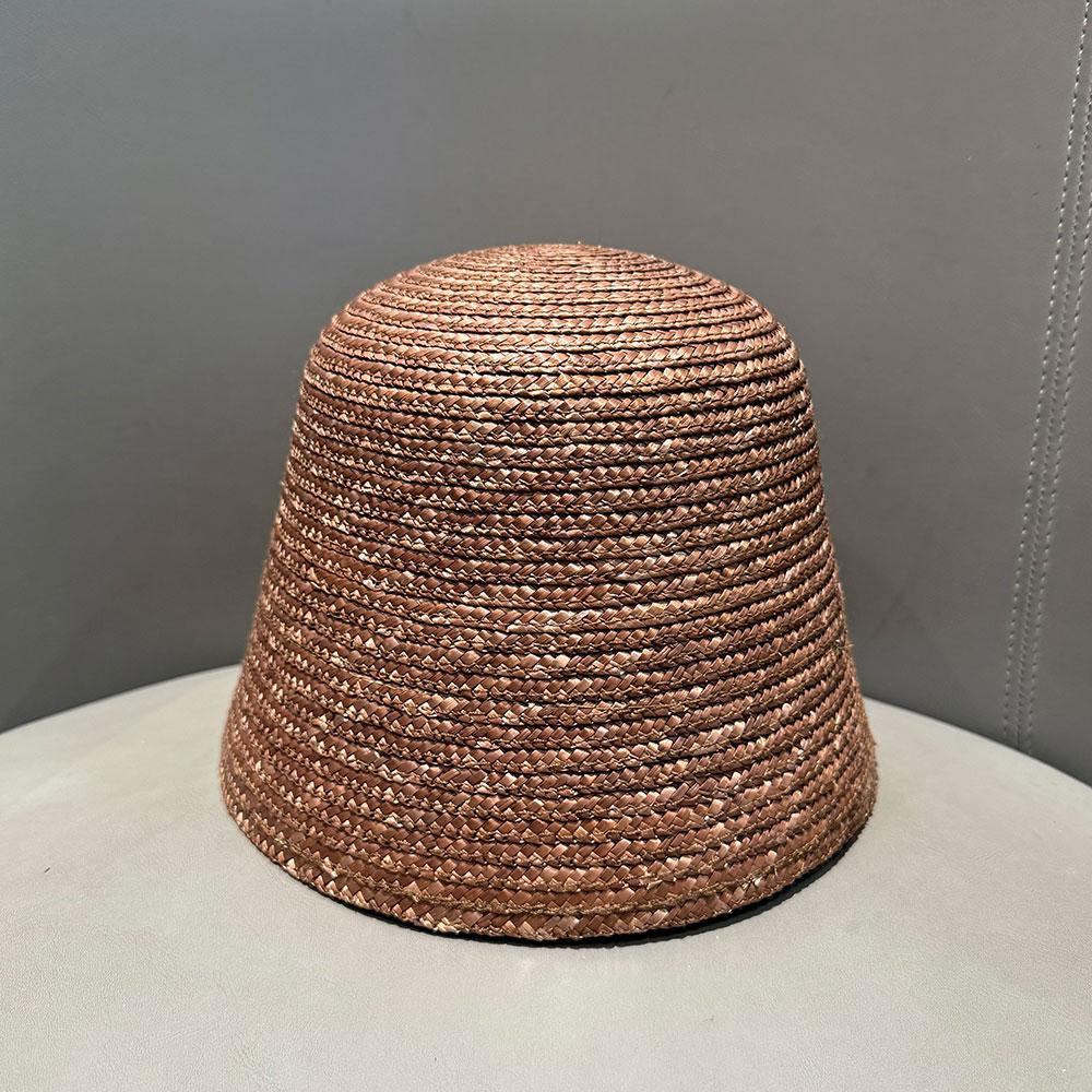 

New Classic Designer Bucket Straw Hat Women Weaving Hat Summer Casual Travel Sunscreen Sun Hat Luxury Simple Bucket Hats Panama 54-60cm коричневий