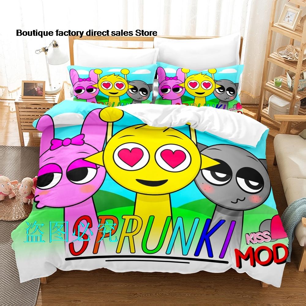 Sprunki Bedding Set Single Twin Full Queen King Size Bed Set Adult Kid Bedroom Duvetcover Sets Anime parure de lit Bed