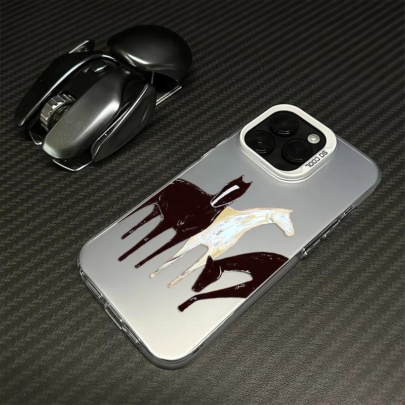 Black and white horse phone case is suitable for iPhone 17 16 15 14 13 12 11 Pro MaxPlus anti-fingerprint shock-proof rear cover
