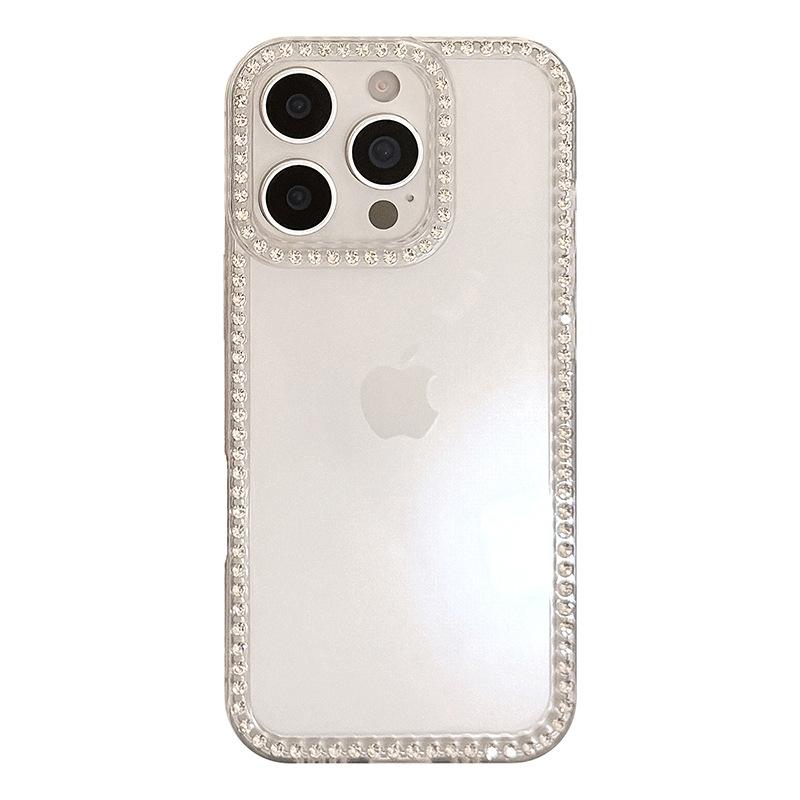 Border Rhinestone Glitter Powder Transparent Suitable for Apple 16 Mobile Phone Case 15promax Anti Fall IPhone 13 Soft 11