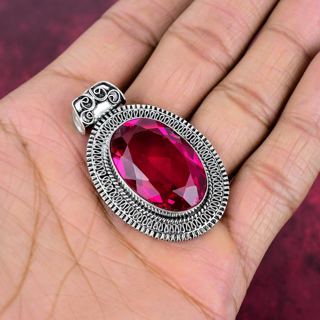 Rubellite Pendant, 925 Sterling Silver Pendant Gemstone Jewelry, Handmade Pendant Amazing Jewelry, Gift For Her