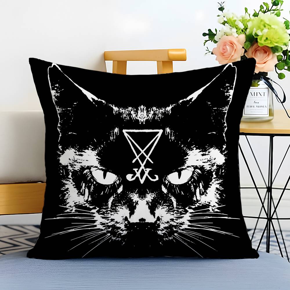 Handsome Black Nordic Cat Pillow Case Printed Brushed Fleece Pillow Baby Skin-Touch Eco-Friendly Dye-Sublimat