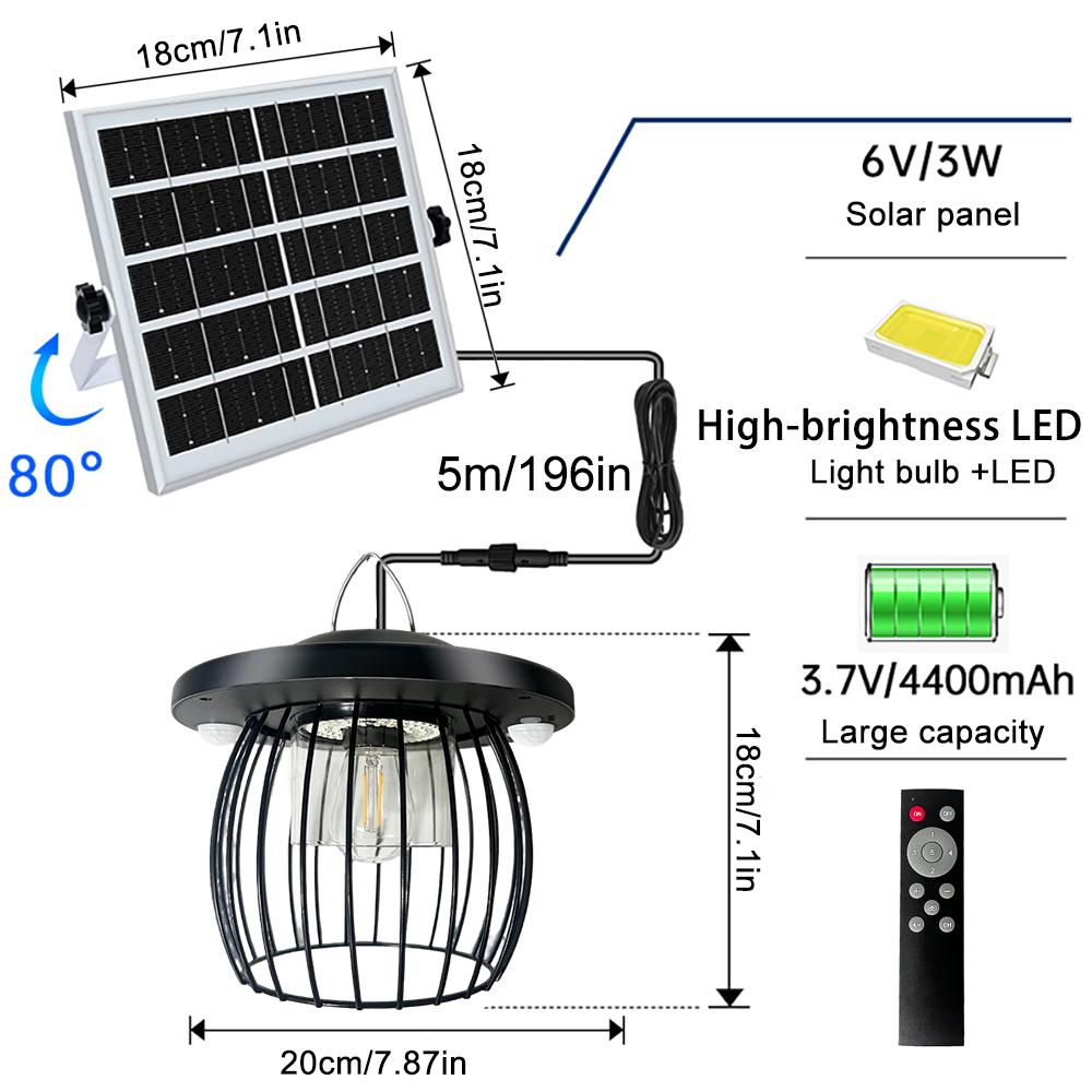 Solar Shed Light Indoor Outdoor with Motion Sensor Solar Pendant Light 5 Mode Timers Waterproof Gazebo Garage Shop Barn Home