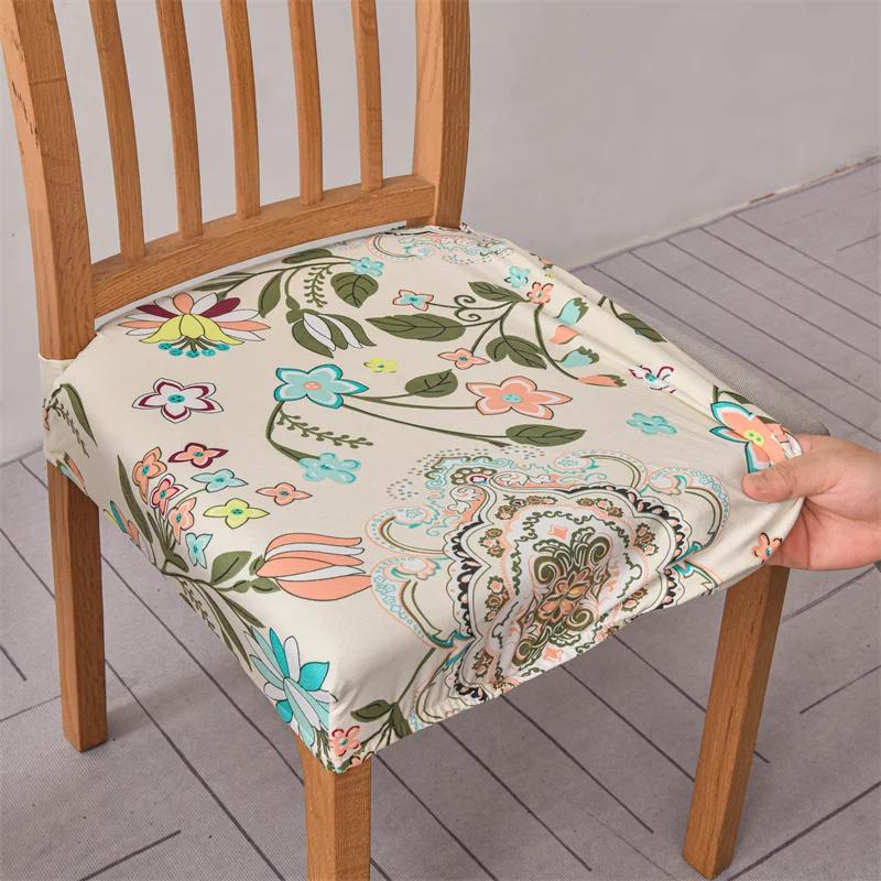 1pc Printed Chair Cover Stretch Dining Chair Seat Slipcover Washable Home Decor Kitchen Chair Case for Hotel Banquet