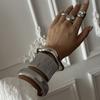 Vintage Wide Cuff Bangles Hip Hop Punk copper Color Geometric Metal Spring Bangles For Women Bracelets Men Jewelry Gift