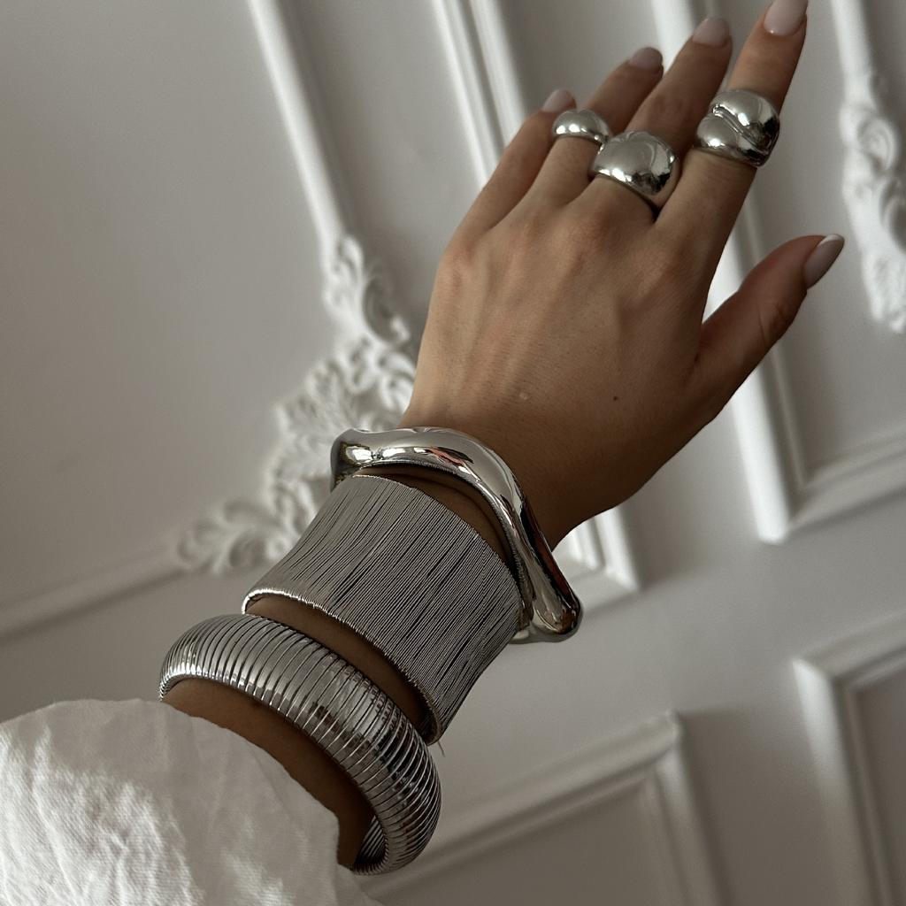 Vintage Wide Cuff Bangles Hip Hop Punk copper Color Geometric Metal Spring Bangles For Women Bracelets Men Jewelry Gift