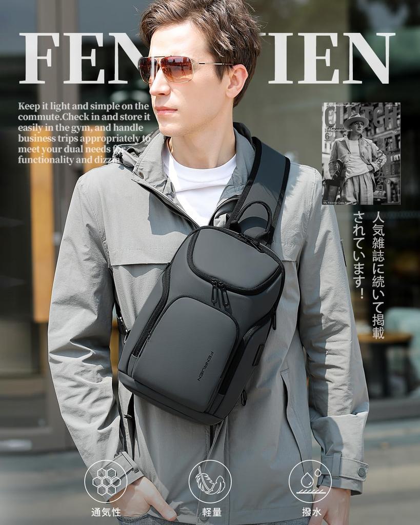 Body Ramię Duże Może Pomieścić 11 Calową Torbę na Ramię z USB Jedno Ramię Crossbody Piesze Wycieczki Codzienna [FENRUIEN] Torba, Torba, Pojemność, iPad, Port, Torba, Męska,