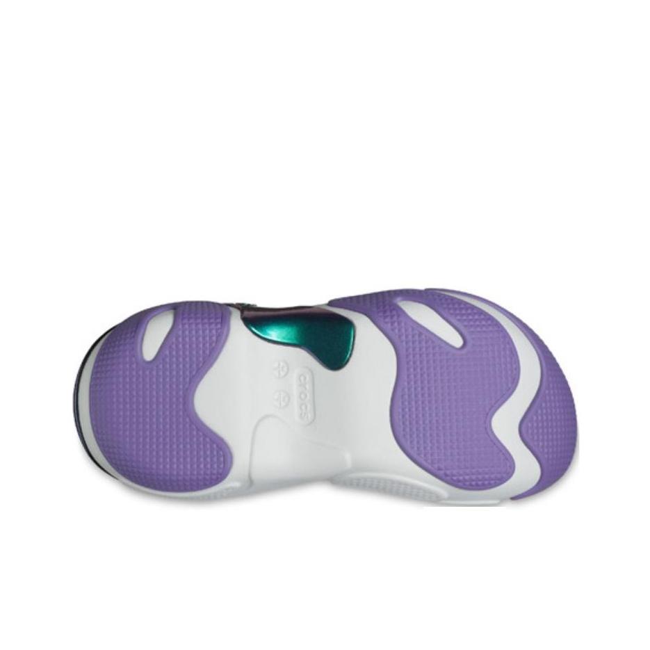 Crocs Zuecos Versátiles para Desplazamiento de Punta Redonda Bubble Crush Reflector Zuecos Unisex Blanco Morado 210743-1NK
