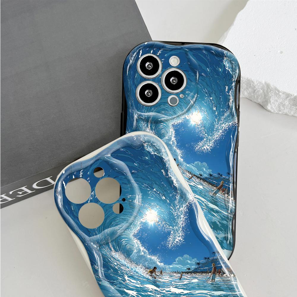 Roztomilý kreslený vzor s krémovou texturou Pouzdro s vlnitým okrajem, měkký silikonový kryt, pouzdro na telefon OPPO Reno Realme