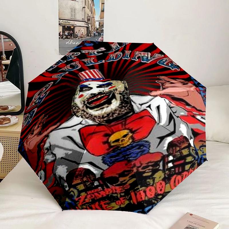 Horror Clown Laughing Umbrella 8-Frame for Travel, camping, Casual Lightweight Portable Umbrella, Essential for every family Holidays Birthday Gift