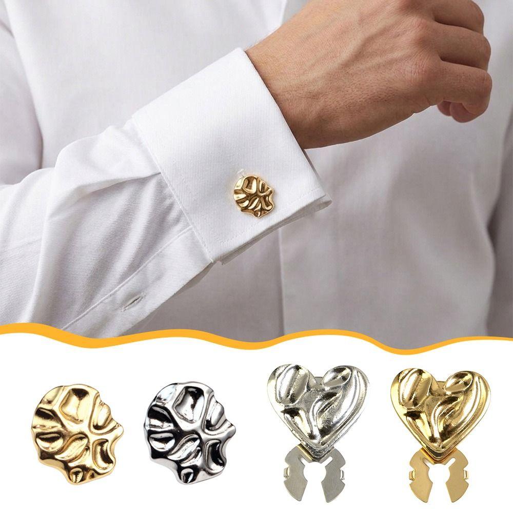 Irregular Metal Metal Cufflinks Shiny Brooch Pins New Button Covers Women Men