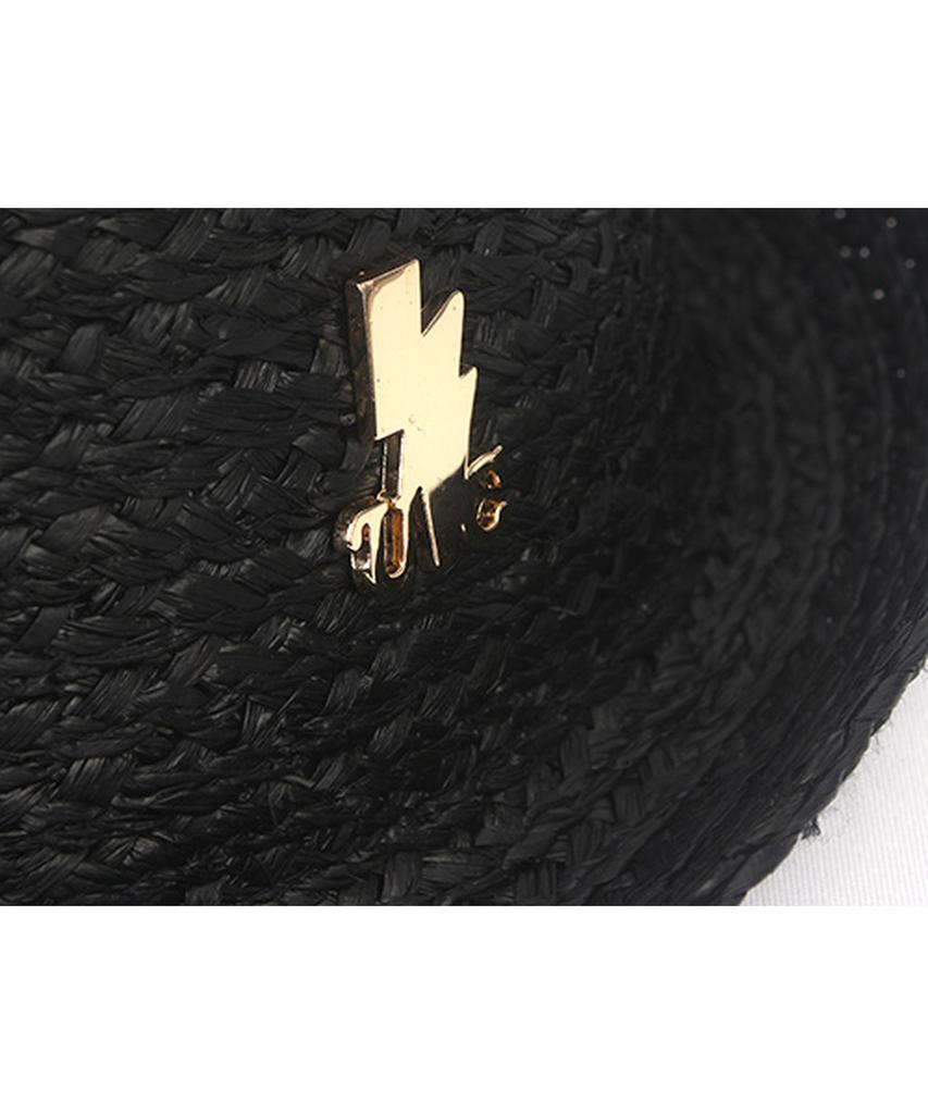 Yunibeosyeolkemiseuteuli Bu Raffia Simple Black Fedora Summer Hat