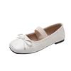 Fashion Fashion Bow Mary Jane Flat Shoes for Women Spring New Design Soft Sole Ballet Single Shoes Woman Elegant Silver Leather Flats