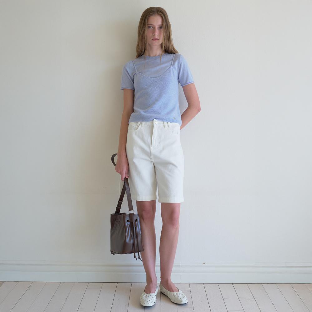 Elssibeui Bustier Overlay Knit Top_Skyblue